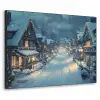 Kerstdorp - Kerst - Sneeuw - Winter Textielframe zwart klein -3d