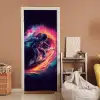 Astronaut - Ruimte - Surfen - Kleurrijk deurposter klein -sfeer1