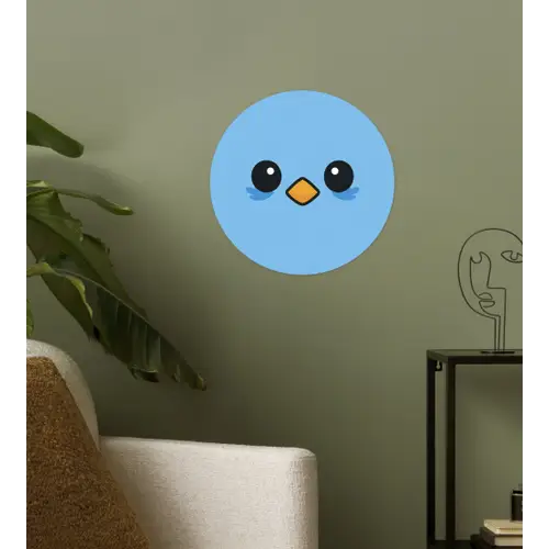 Vogel - Blauw - Eenvoudig Wandcirkel behangsticker klein -sfeer2
