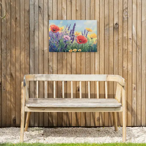 Weide - Bloemen - Kleurrijk Tuinposter op houten frame 2 cm dik klein -sfeer4
