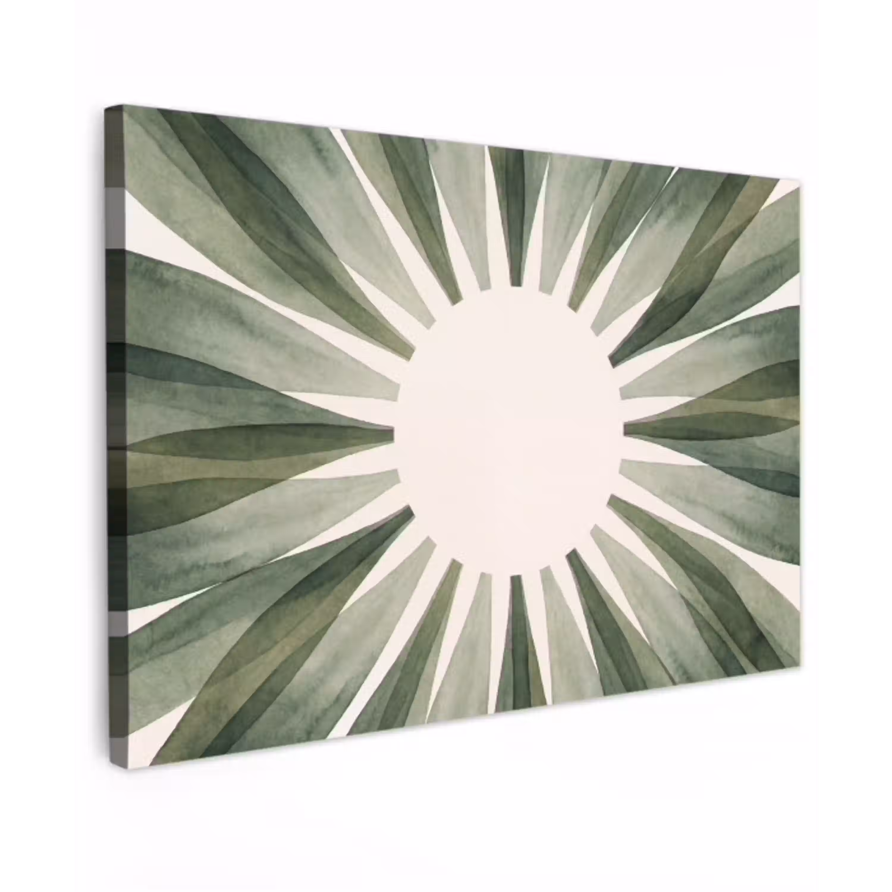 Planten - Abstract - Waterverf - Groen - Natuur canvas 2cm klein -z3d