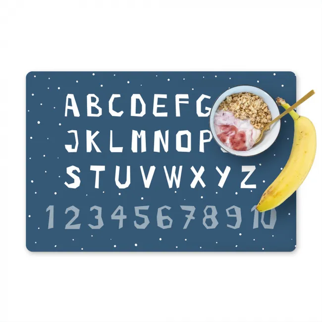 Alfabet - Blauw - Cijfers - Kind Placemat vinyl groot -zzzproduct_Kitchenyeah-website
