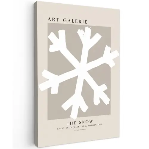 Sneeuwvlok - Wit - Winter - Kerst Tuinposter op houten frame 2 cm dik klein -3d