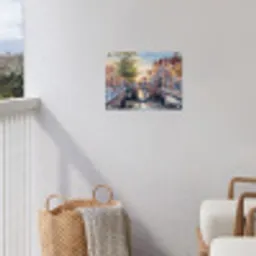 Brug - Stad - Huizen - Boot tuinposter los doek klein -sfeer8