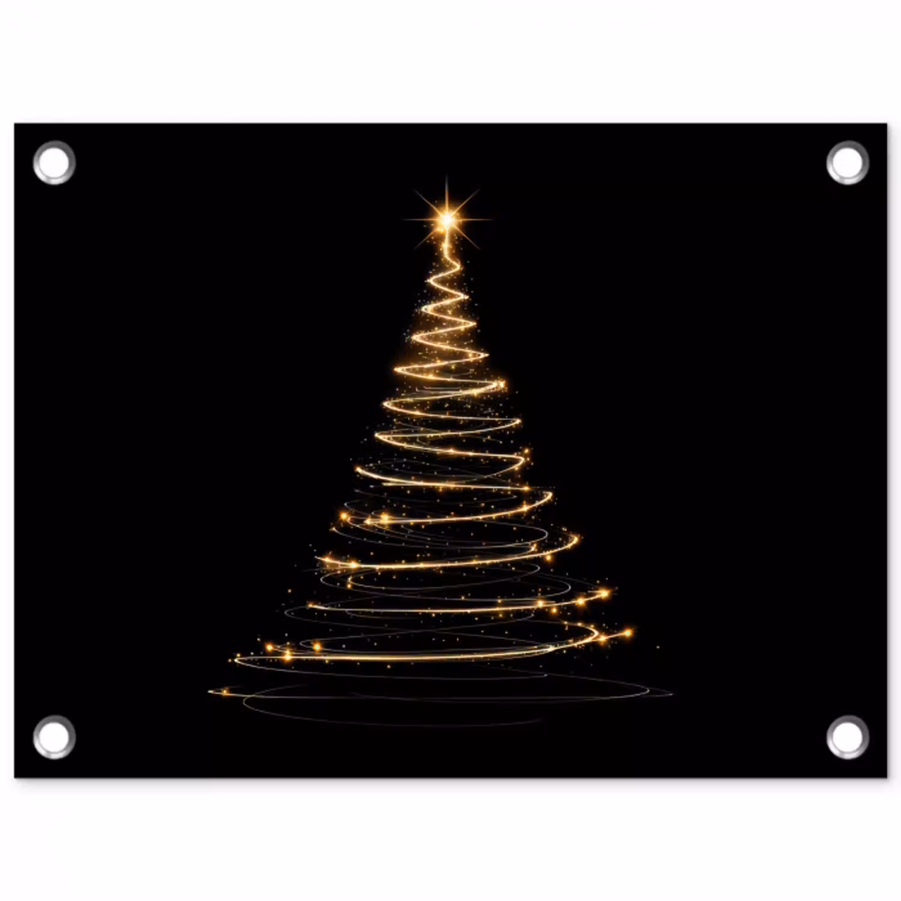 Magisch - Kerstboom - Lichtspiralen - Zwart tuinposter los doek klein -3d