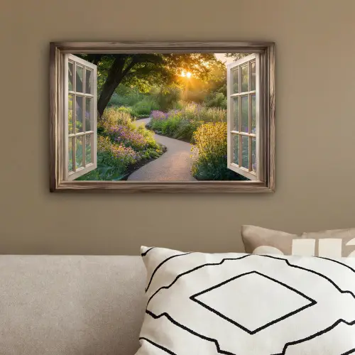 Doorkijk - Bloemen - Natuur - Zon - Pad canvas 2cm klein -sfeer3