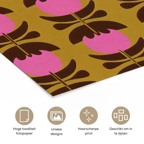 Abstract - Bloemen - Roze poster papier klein 62 -closeup_NL