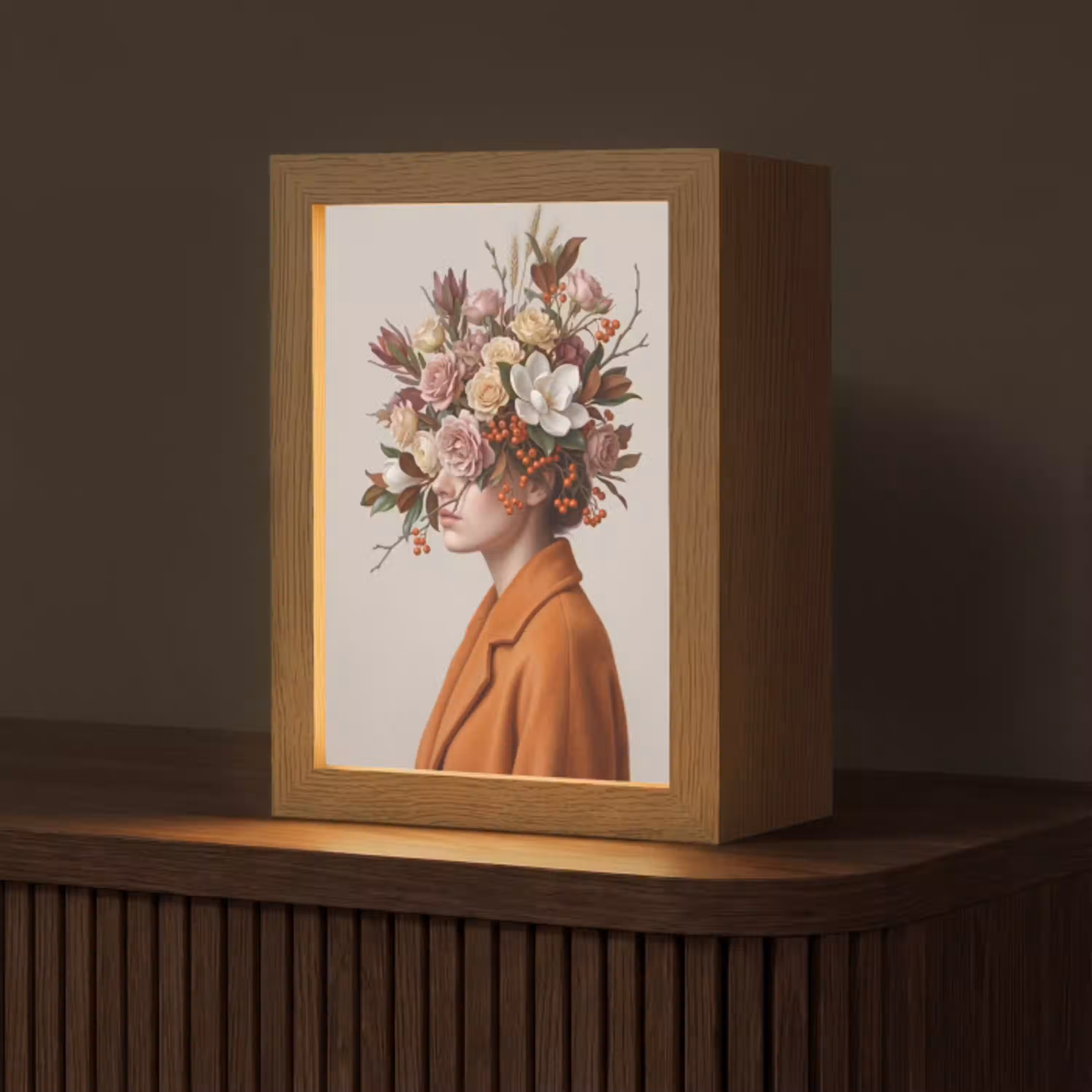 Gezicht - Boeket - Kleurrijk Light Box met kabel (Tafellamp) klein -z3d_website