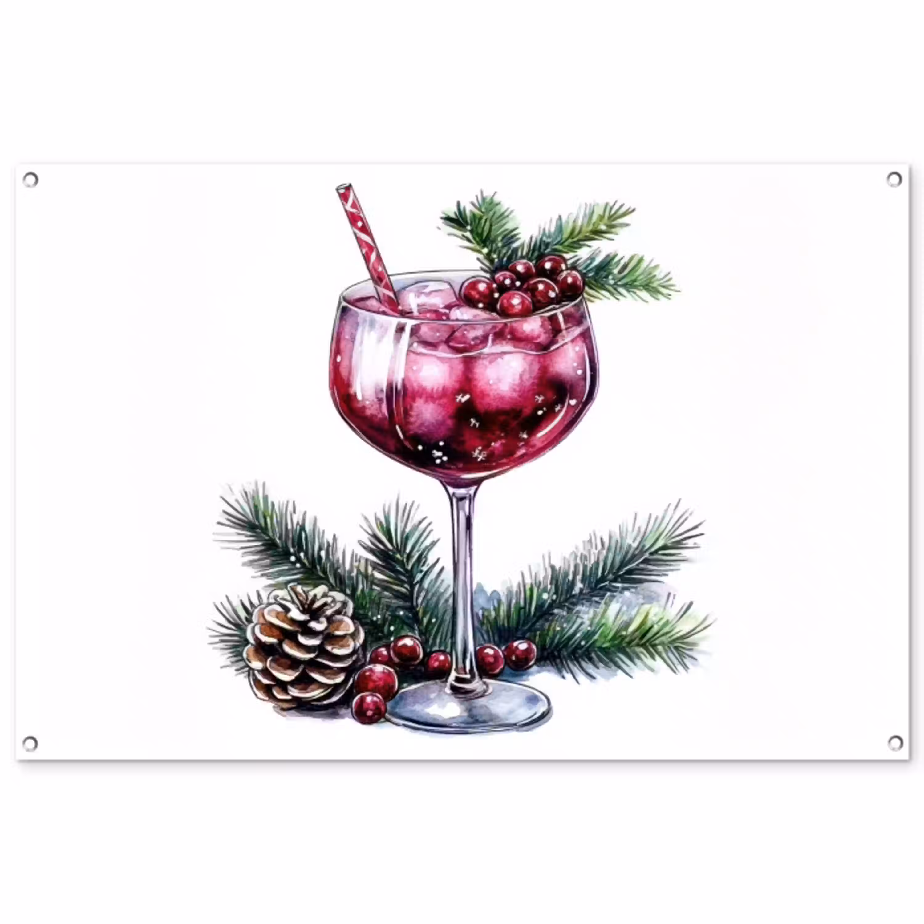 Winter - Cocktail - Decoratie - Drank - Kerst tuinposter los doek groot -3d