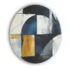 Abstract - Vormen - Goud - Blauw - Geometrisch Akoestische PET Vilt - Rond klein -3d