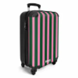 Verticale strepen - Groen - Roze NBS - Handbagage koffer - Volwassenen Unisex middel -productfoto_3d