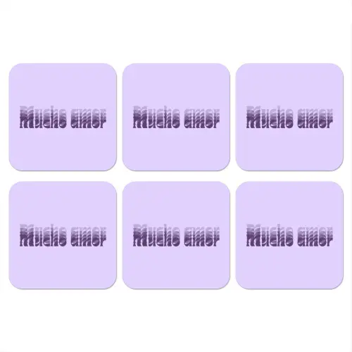 Mucho amor - Paars - Gelaagde letters onderzetter kurk middel -3d