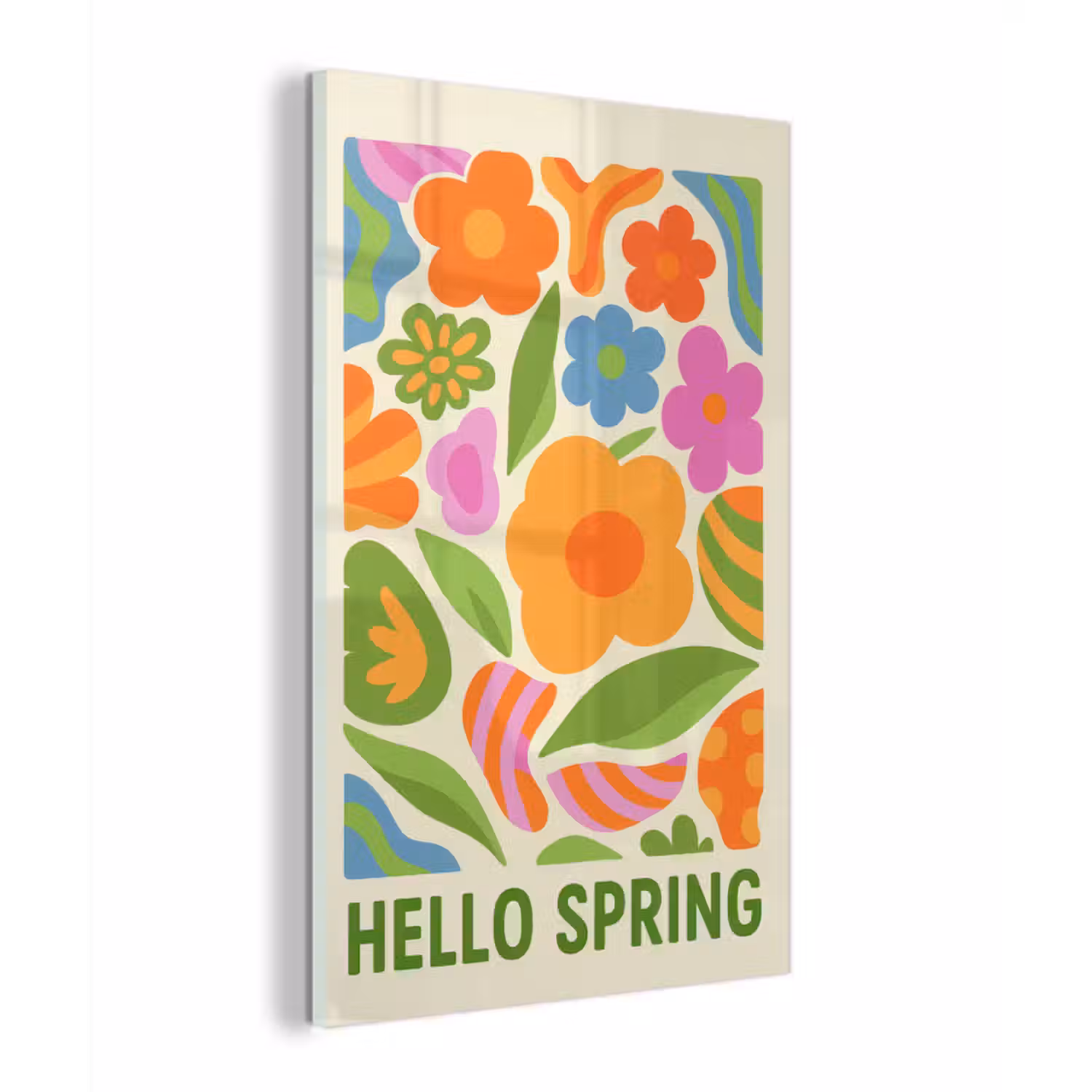 Glas schilderij - Illustratie - Bloemen - Quote - Kleurrijk