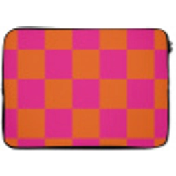 Schaakbord print - Oranje - Roze - Blokjes laptophoes neopreen klein -zkaufland3dotto