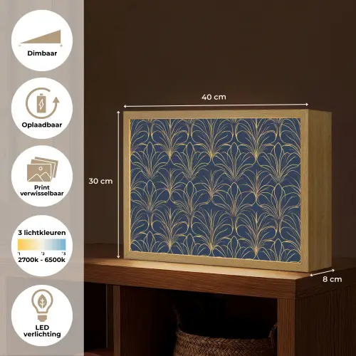 Deco - Waaier - Blauw Light Box met batterij (Wandlamp) middel 907 -USP_websiteoverzichtNL