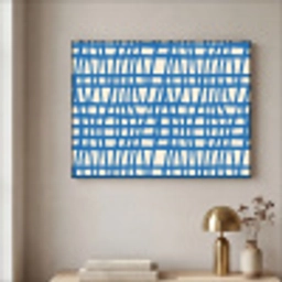 Ruitpatroon - Blauw - Crème Textielframe zwart klein 947 -sfeer2