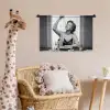 Vrouw - Spaghetti - Zwart - Wit Wandkleed katoen klein -wsfeer5_kind