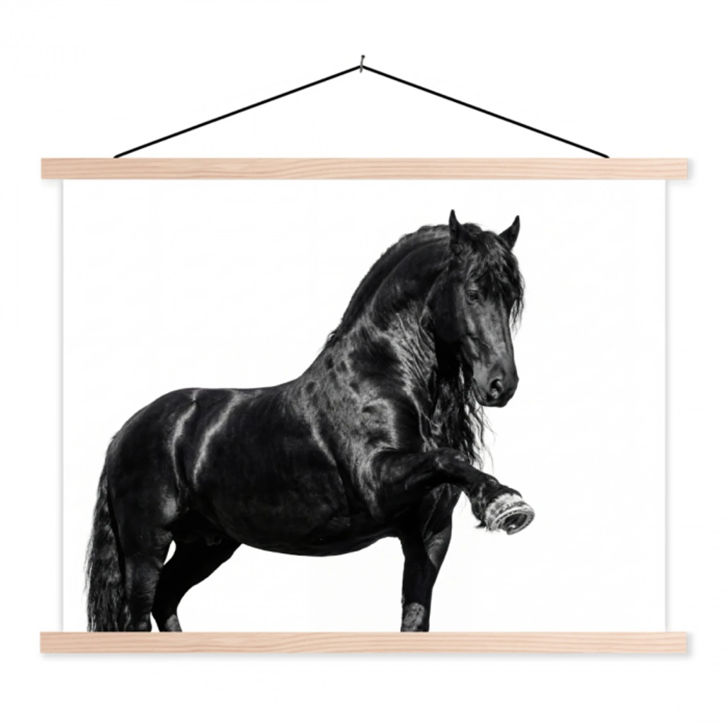 Fries - Hengst - Modern textielposter latten blank klein -3d