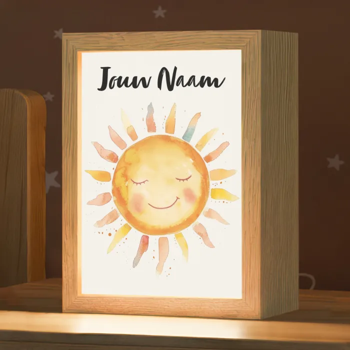 Zon - Watercolor - Geel Light Box met kabel (Kinderlampje) klein -zzz_3d_website