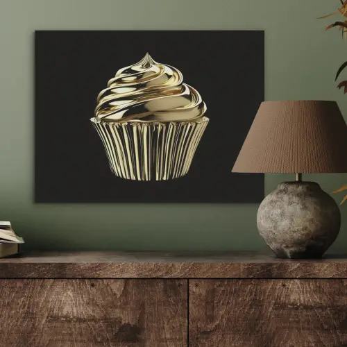 Cupcake - Eten - Goud - Zwart PET vilt klein -sfeer2