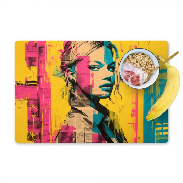 Vrouw - Verfstrepen - Gekleurd Placemat vinyl groot -zzzproduct_Kitchenyeah-website