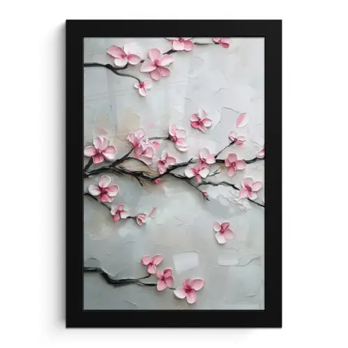 Bloesem - Kunstzinnig - Roze - Sakura fotolijst zwart zonder passe partout klein -3d