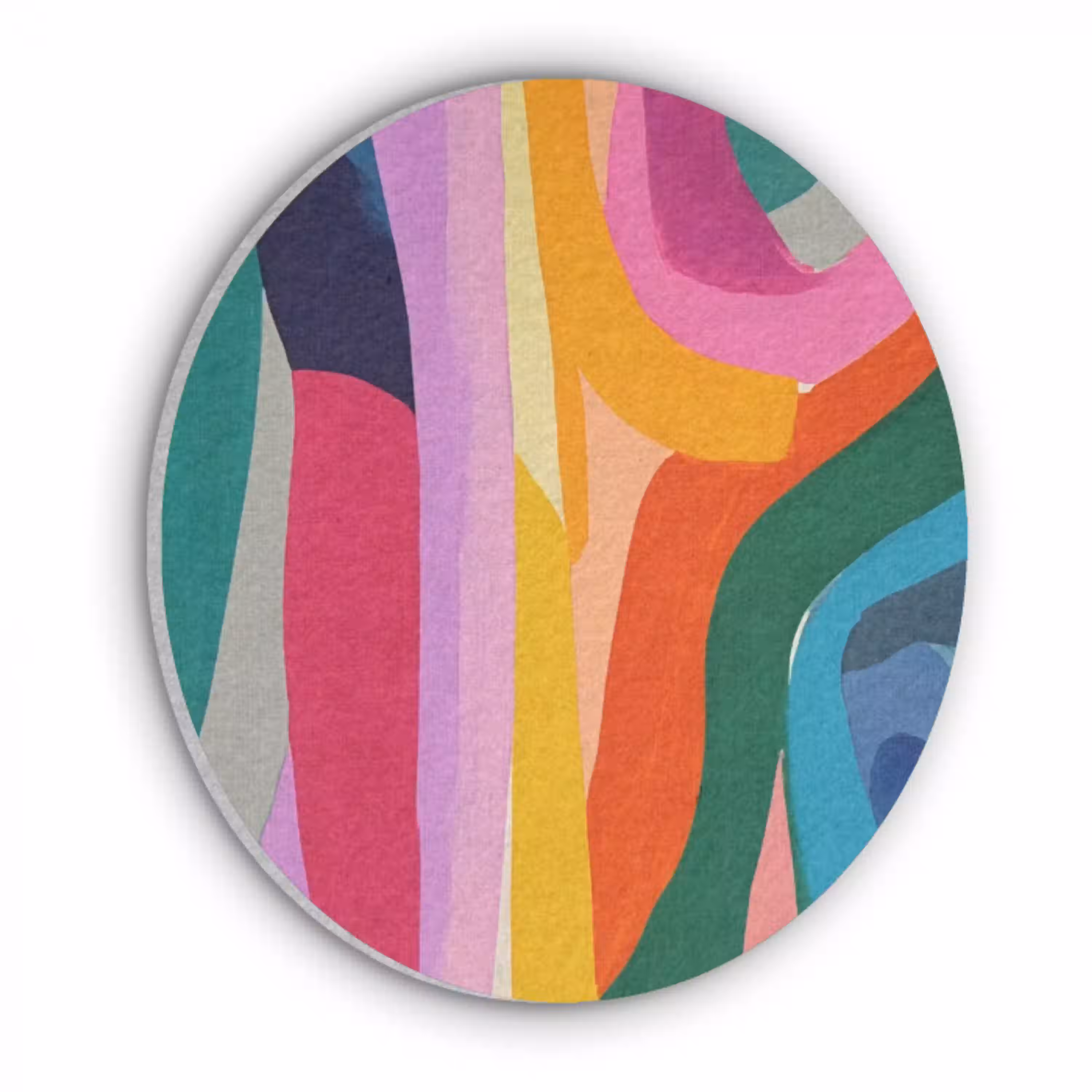 Abstract - Kleurrijk - Golven - Lijnen Akoestische PET Vilt - Rond klein -3d