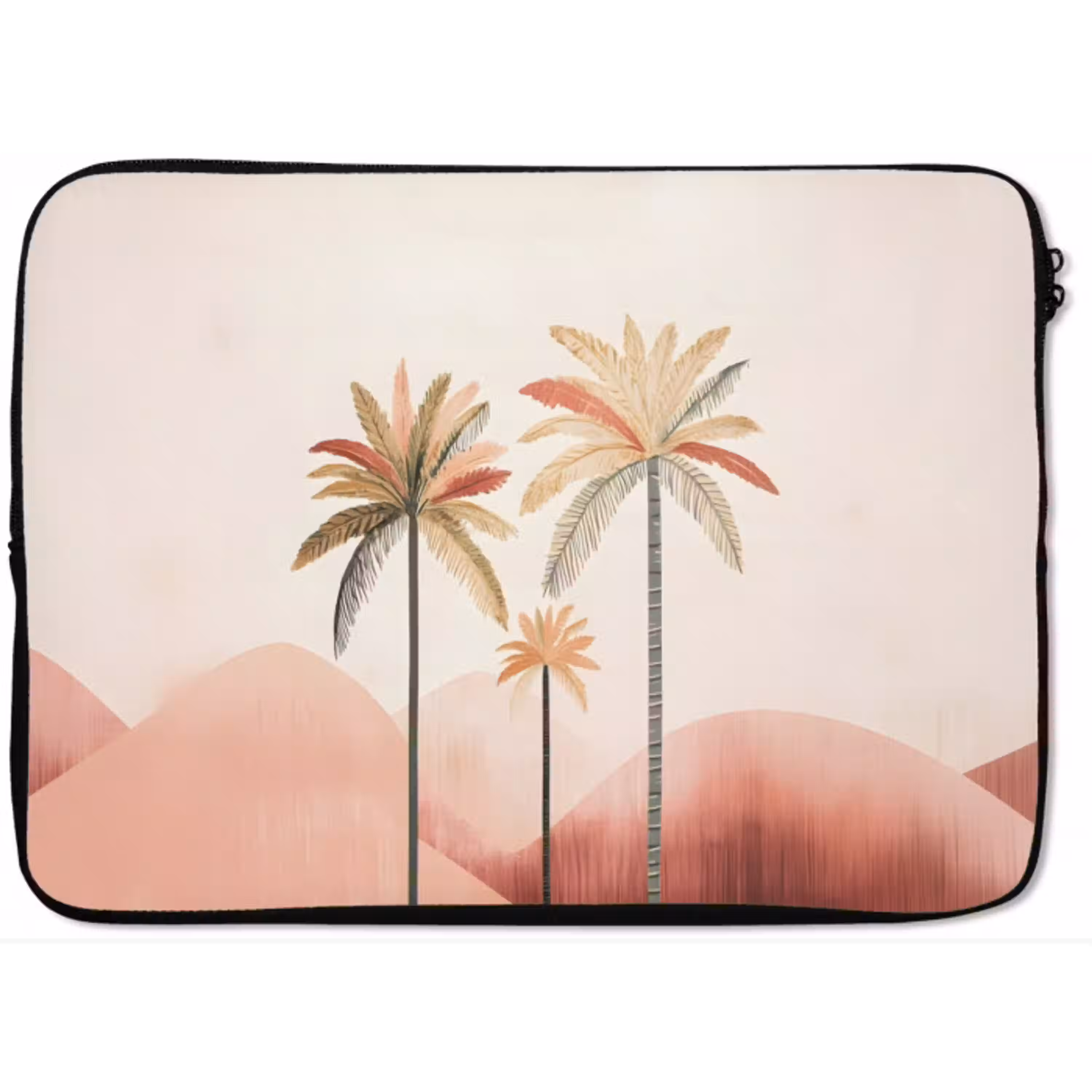 Palmbomen - Heuvels - Minimalistisch - Zachtroze laptophoes neopreen klein -zkaufland3dotto