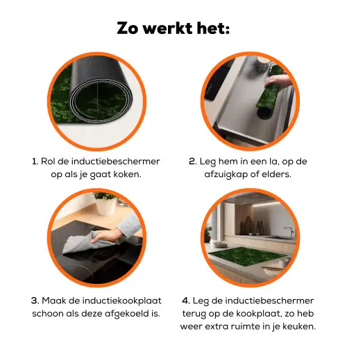 Sierlijk - Bloemen - Groen Inductie beschermer vinyl 3mm klein 276 -zzzzzzz-td-werking