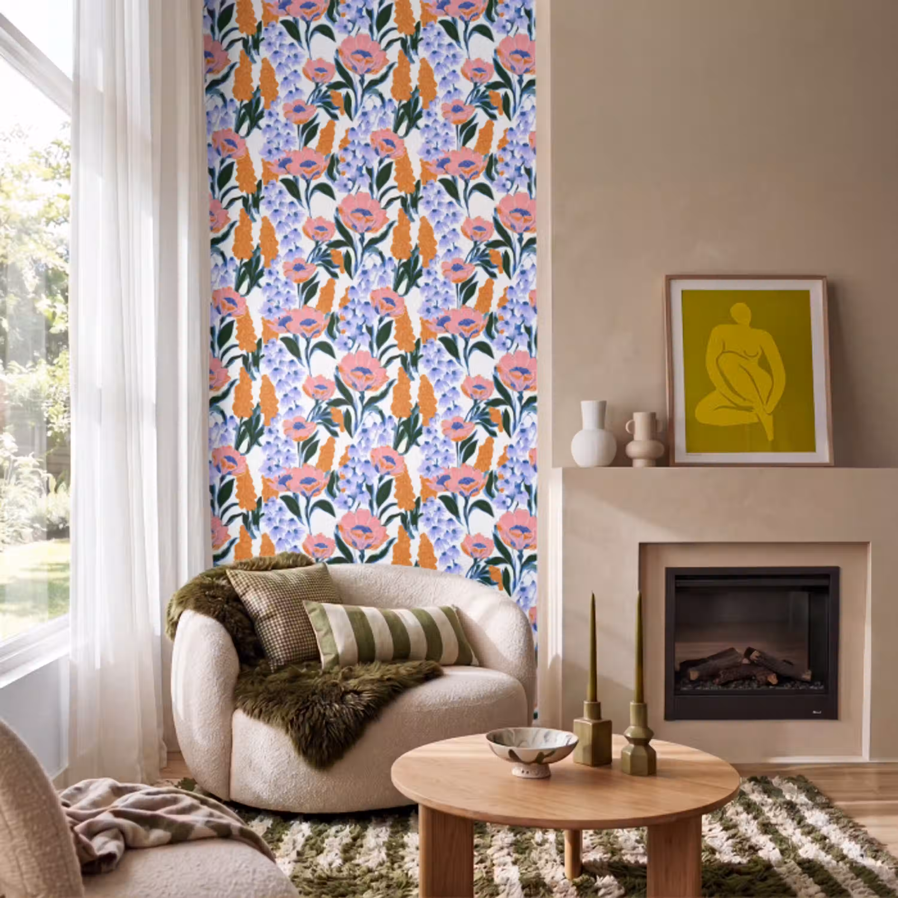 Patroon - Aquarel - Kleurrijk Behang Vlies klein 1076 -sfeer2