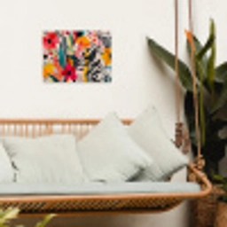 Bloemen - Bladeren - Abstract - Kleurrijk tuinposter los doek klein -sfeer7