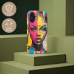 Vrouwengezicht - Krantenpapier - Abstract - Roze Toughcase MagSafe Apple iPhone 17 klein -USP_PrintM_DE