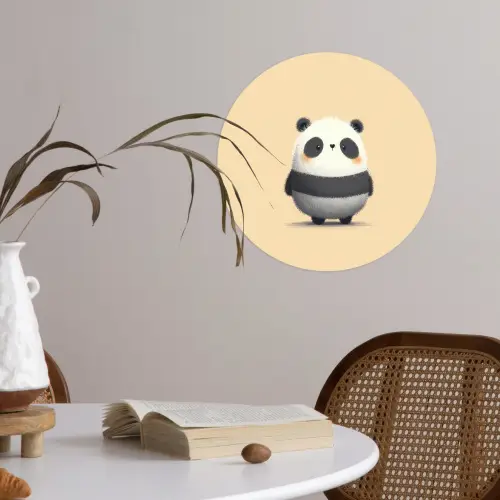 Panda - Beige - Minimalistisch Wandcirkel behangsticker klein -sfeer3