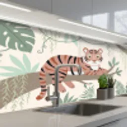 Jungle - Rustiek - Pastel keuken achterwand 2 middel -3d_schuin