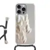 Pluimen - Beige - Minimalistisch Hoesje iPhone 16 Pro Max met koord klein -3d