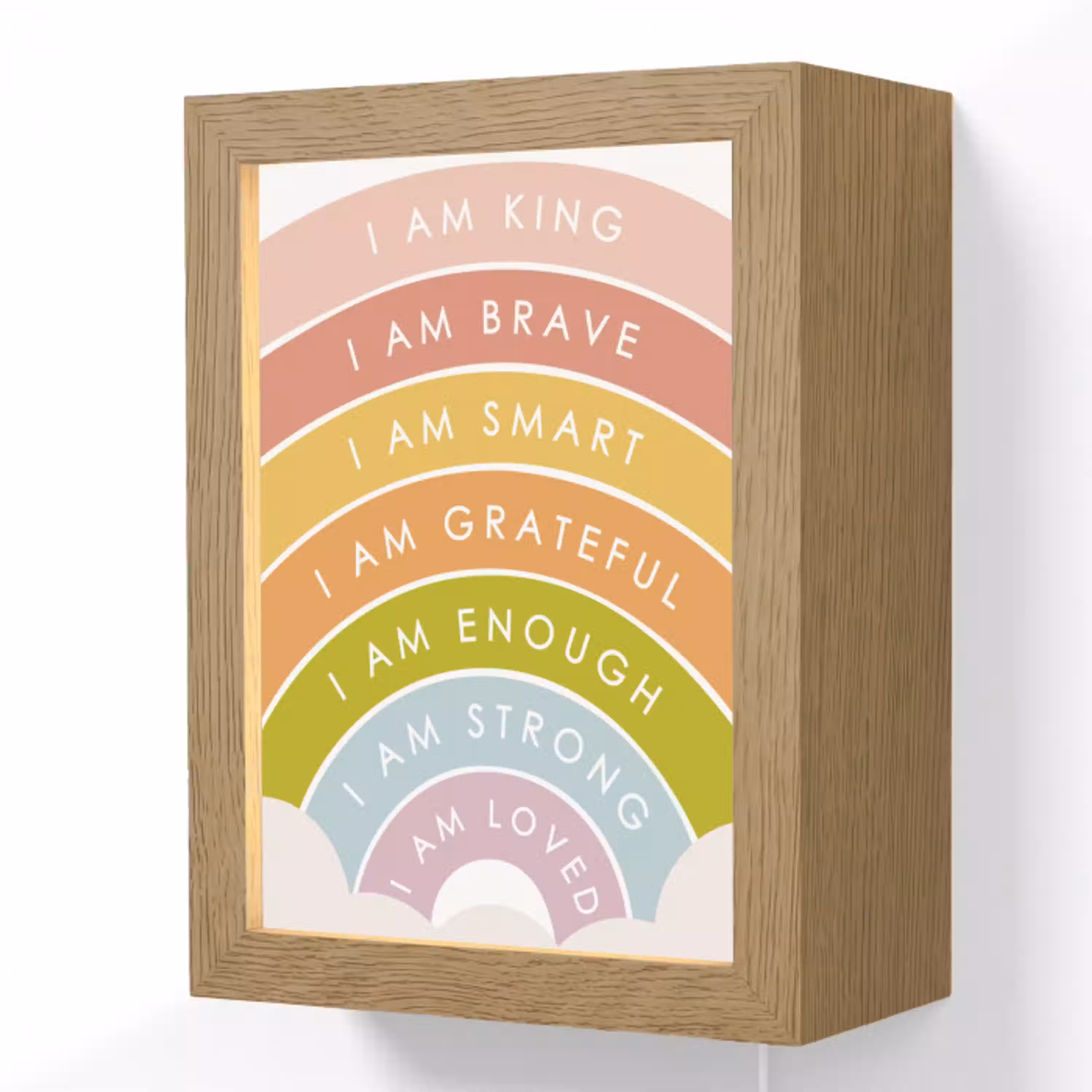 Regenboog - Kleuren - Quotes Light Box met kabel (Wandlamp kind) klein -3d