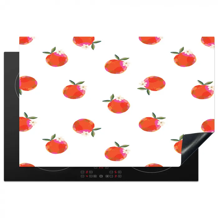 Oranje - Sinaasappel - Bloemetje Inductie beschermer vinyl 3mm klein 276 -3d