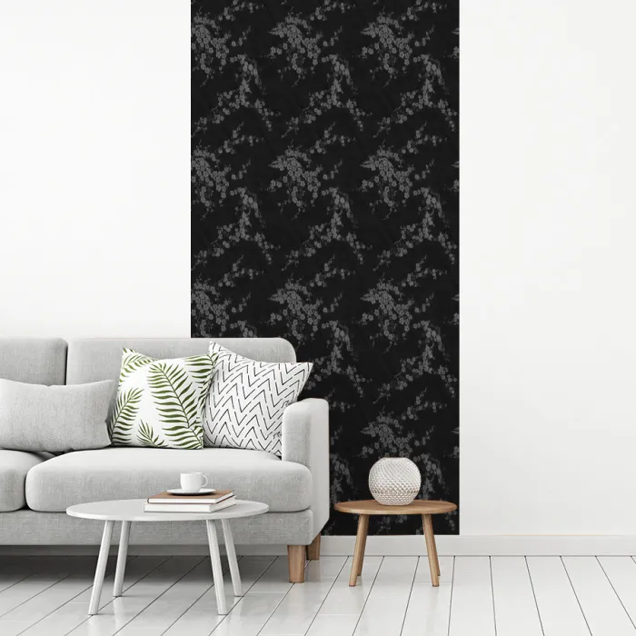 Zwart - Bloesem - Grijs fotobehang vinyl groot 64 -woonkamer