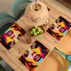 Vrouw - Gezicht - Kleurrijk Placemat vinyl groot -zzsfeer5_Kitchenyeah-website