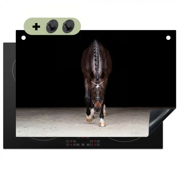 Paard - Modern - Portret Inductie beschemer met haakjes klein -3d