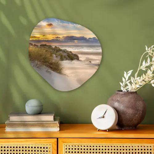 Strand - Duin - Gras - Zonsondergang - Zee Wandcirkel Organisch Forex 3mm klein -sfeer2