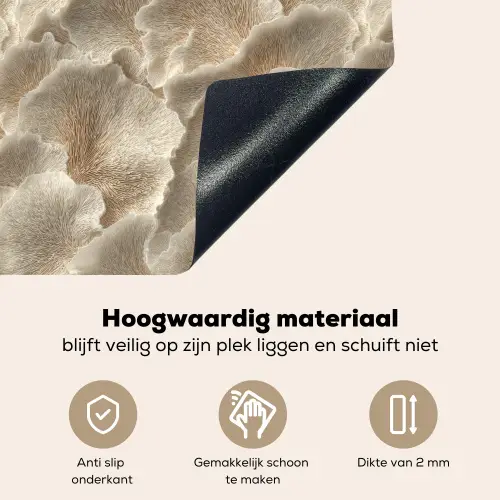 Waaierstructuren - Beige - Vezeltextuur Inductie beschemer met haakjes klein 777 -ky-onderkant-nl