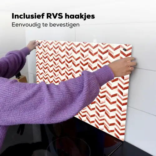 Strepen - Rood - Wit - Patroon Inductie beschemer met haakjes klein 777 -ky-ophangen-nl
