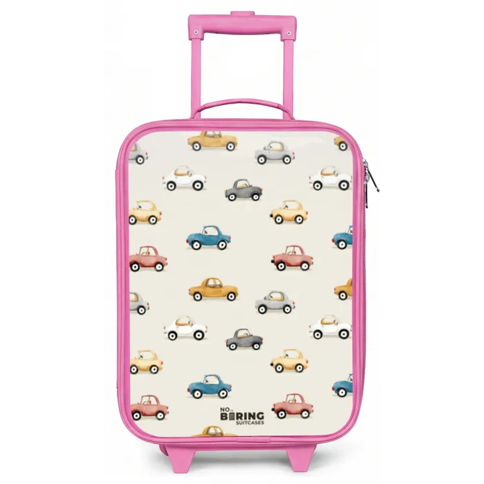 Kleurrijke retro autootjes Kinderkoffer - Roze klein -zz3dotto