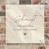 Beige - Marmer - Sierlijk Naambord Vierkant klein -sfeer2