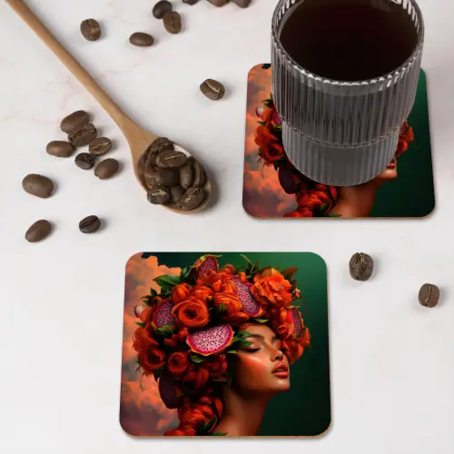 Vrouw - Drankenfruit - Rozen onderzetter kurk middel -sfeer2