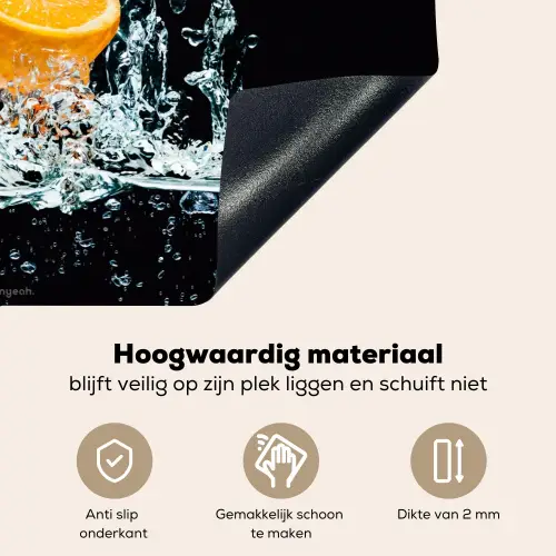 Watersplash - Fruit - Zwart Inductie beschemer met haakjes klein -ky-onderkant-nl