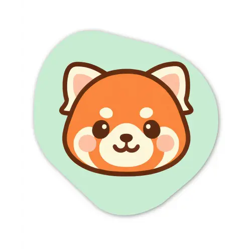 Rode panda - Groen - Cartoon Wandcirkel Organisch Forex 3mm klein -3d