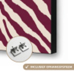 Zebra - Motief - Bordeaux - Rood Textielframe zwart klein 947 -USP_ophangsysteemNL