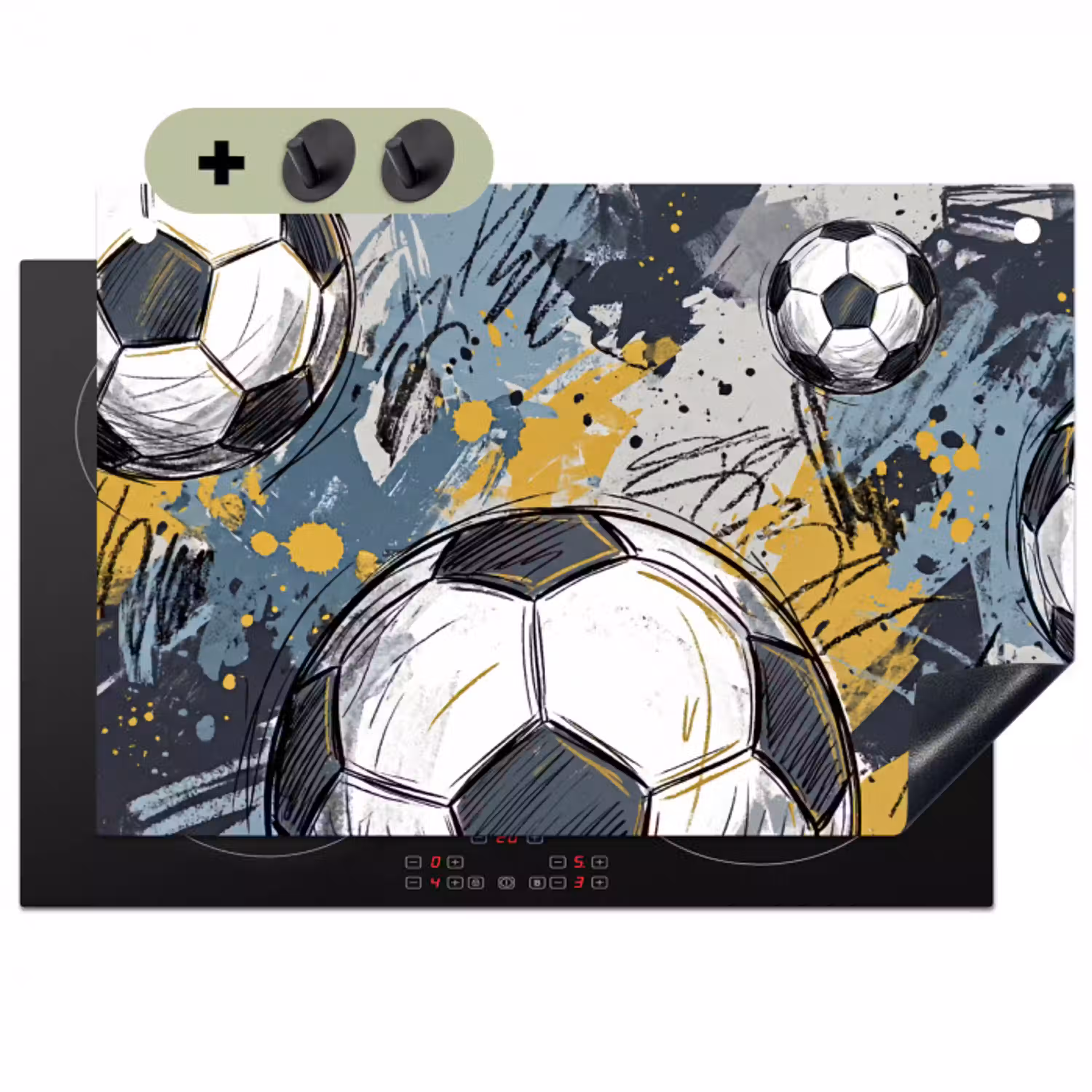 Voetbal - Abstract - Sport - Kleurrijk Inductie beschemer met haakjes klein -3d
